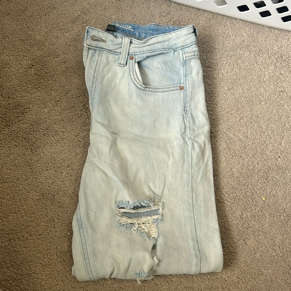 Light wash high rise mom jeans